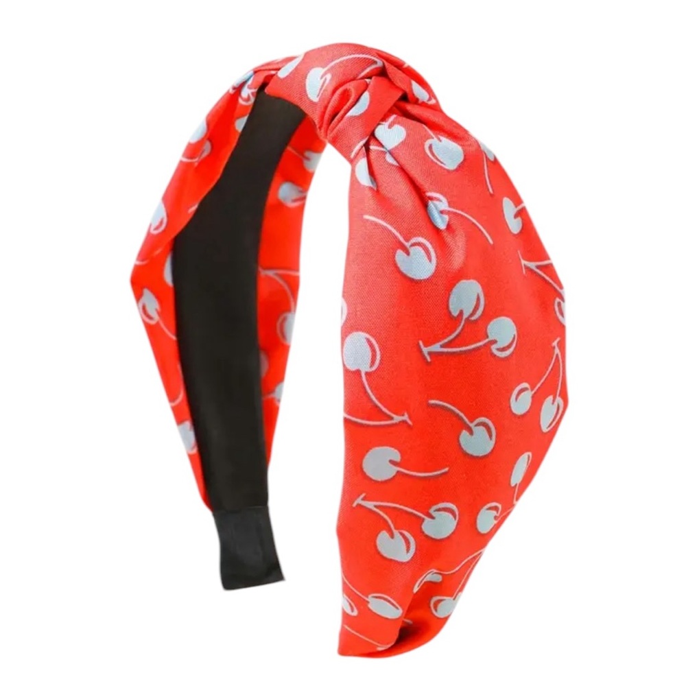 Red Blue Cherry Knotted Headband